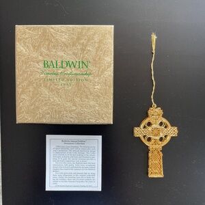 BALDWIN 1999 Limited Edition Brass Celtic Cross Ornament w/ 24kt Gold Finish
